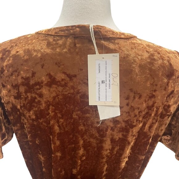 Mystree S Crushed Velvet Midi Dress Ruffled Hem Elastic Waist Boho Retro Elegant - Picture 5 of 13